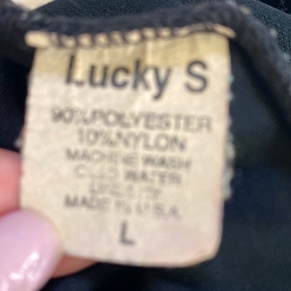 Lucky S black velour romper with hot pink collar and lining - Picture 5 of 5